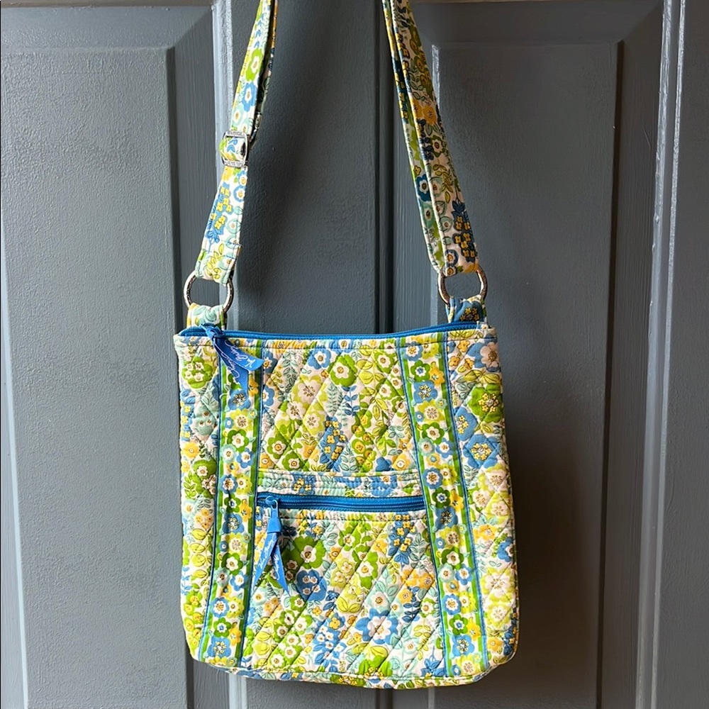 Vera Bradley Blue and Green Crossbody Bag Quilted Design